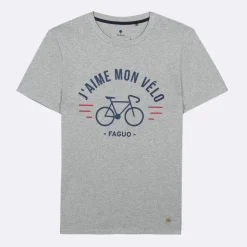 T-Shirt Col Rond Gris Chine J'Aime Mon Velo