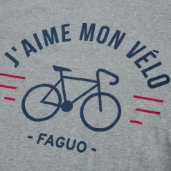 T-Shirt Col Rond Gris Chine J'Aime Mon Velo