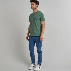 T-Shirt Col Rond Vert Broderie Velo