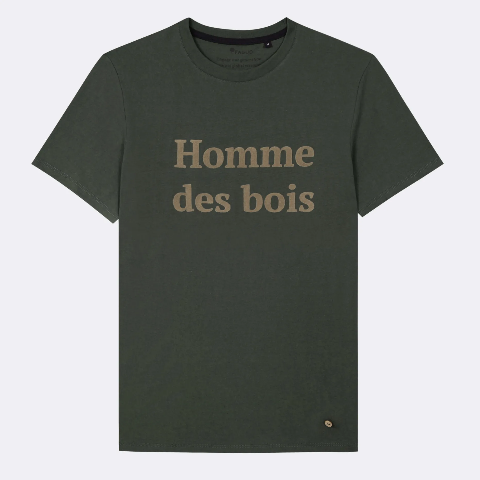 T-Shirt Col Rond Vert Fonce Homme Des Bois