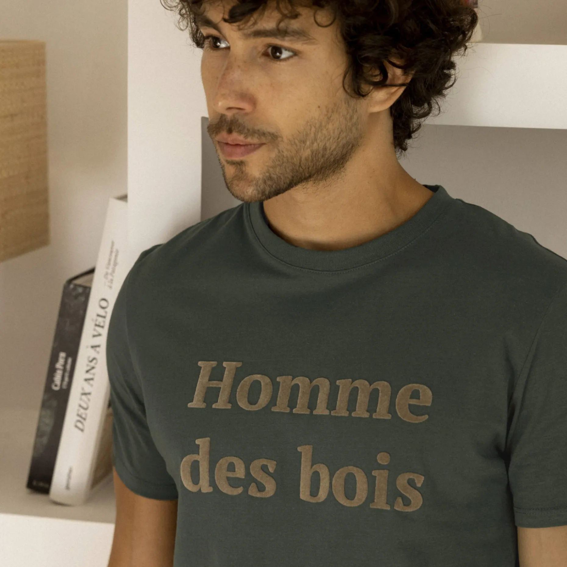 T-Shirt Col Rond Vert Fonce Homme Des Bois