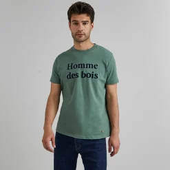 T-Shirt Col Rond Vert Homme Des Bois