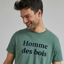 T-Shirt Col Rond Vert Homme Des Bois