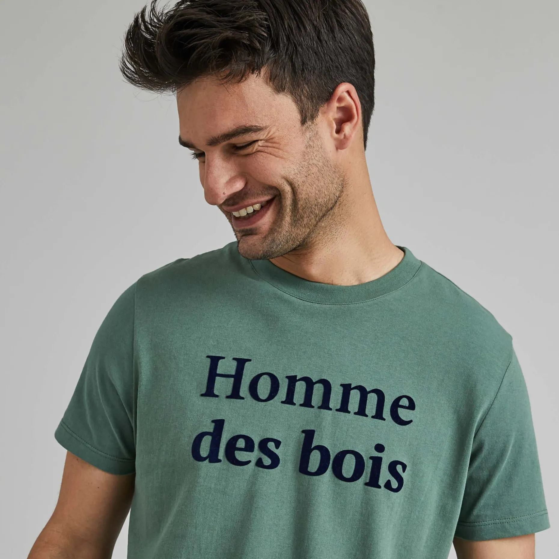 T-Shirt Col Rond Vert Homme Des Bois
