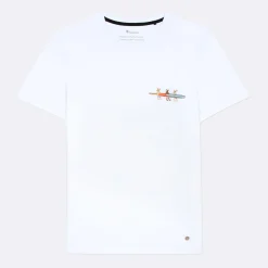 T-Shirt En Coton Recycle "Surf" Blanc