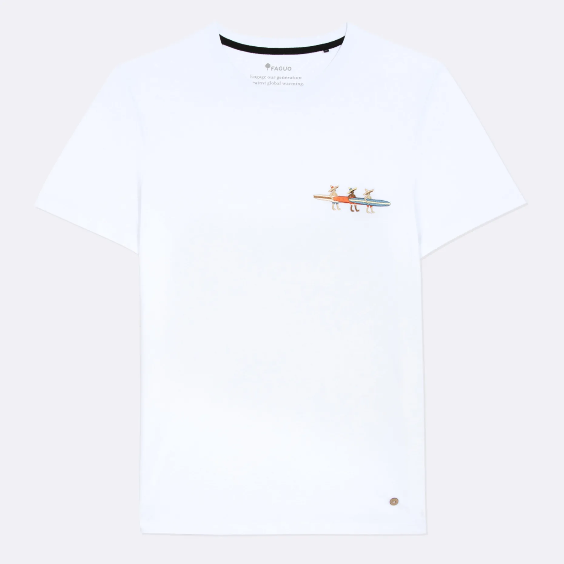 T-Shirt En Coton Recycle "Surf" Blanc