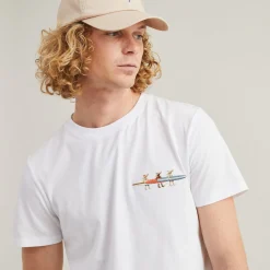 T-Shirt En Coton Recycle "Surf" Blanc