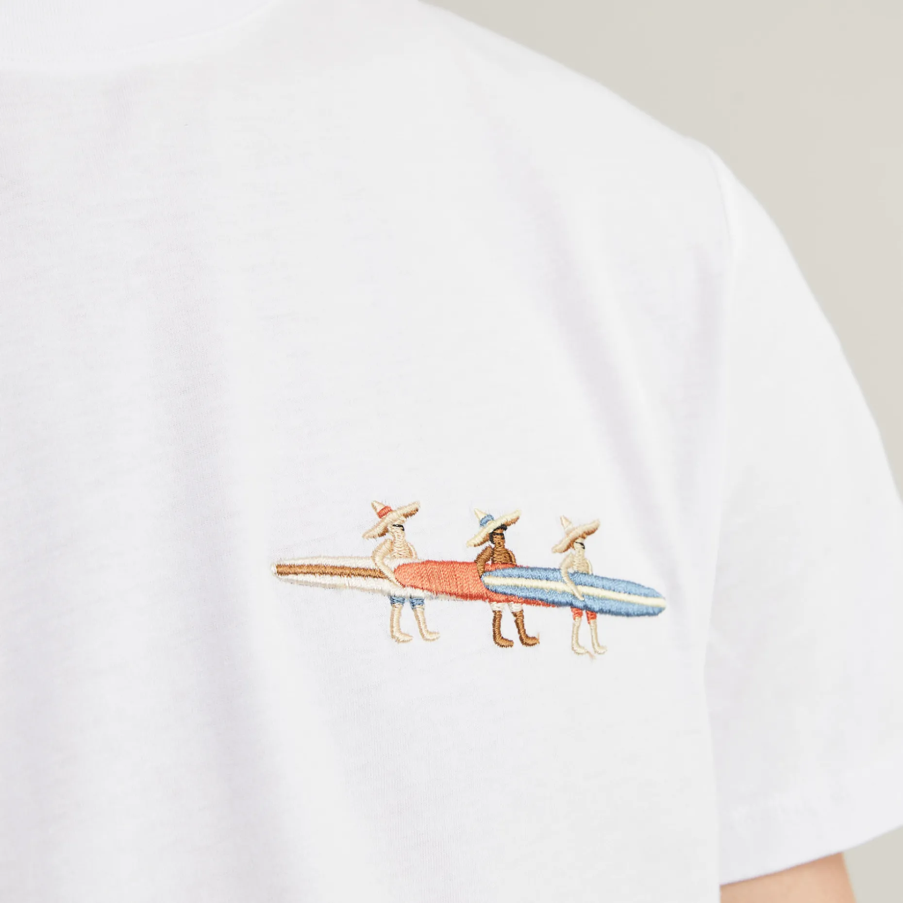 T-Shirt En Coton Recycle "Surf" Blanc