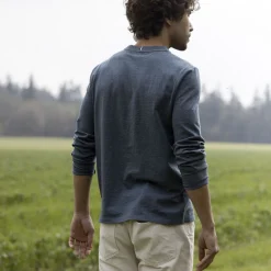 T-Shirt Manches Longues Bleu Gris