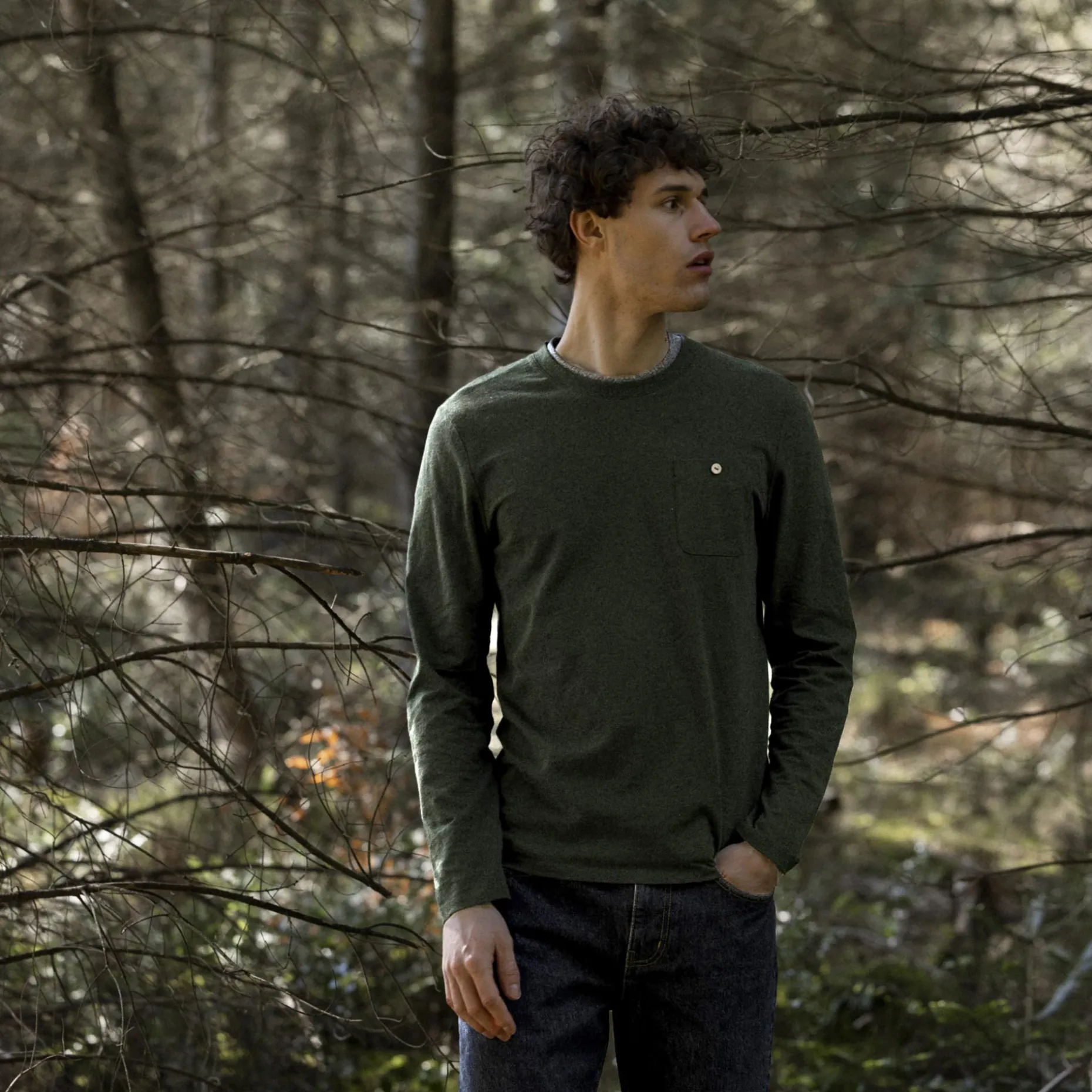 T-Shirt Manches Longues Vert Fonce